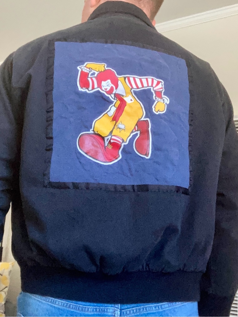 RUDE BOYS Black Checker Patch Ronald McDonald Vintage Skater Bomber Jacket